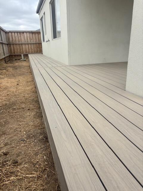Close up of composite decking boards